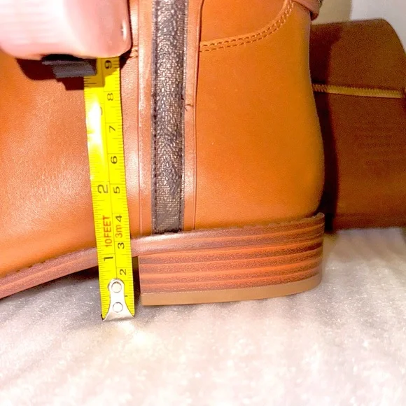 Michael Kors Mindy Leather Signature Logo Trim Boot Women’s Size 9 Brown/Luggage - Picture 11 of 16